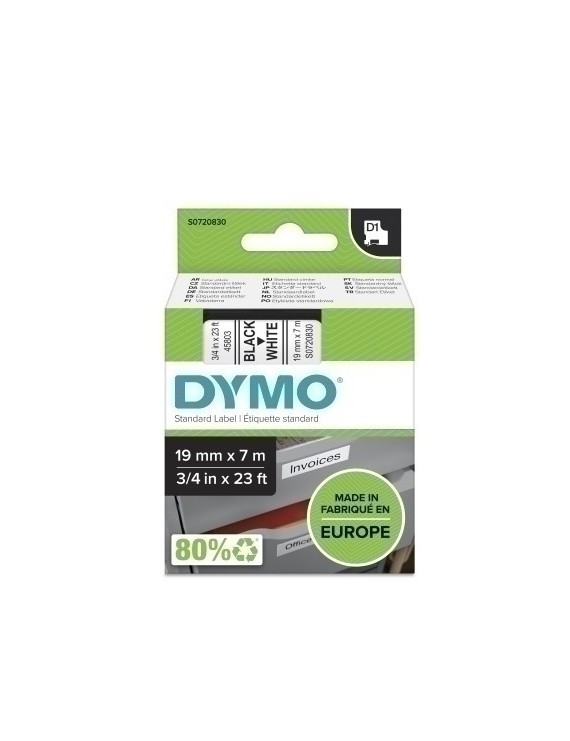 Cinta Rot.Dymo Lm D1 7M 19 Negr.S/Blanc