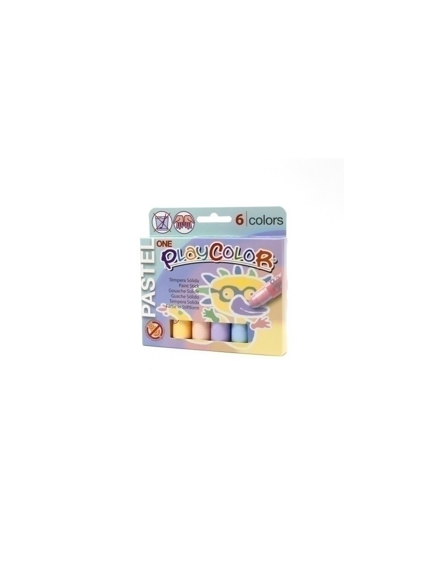 Tempera solida en barra playcolor pastel one caja de 6 unidades