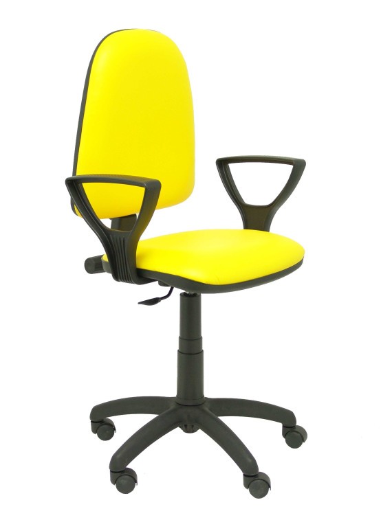 Silla Ayna similpiel amarillo con brazos