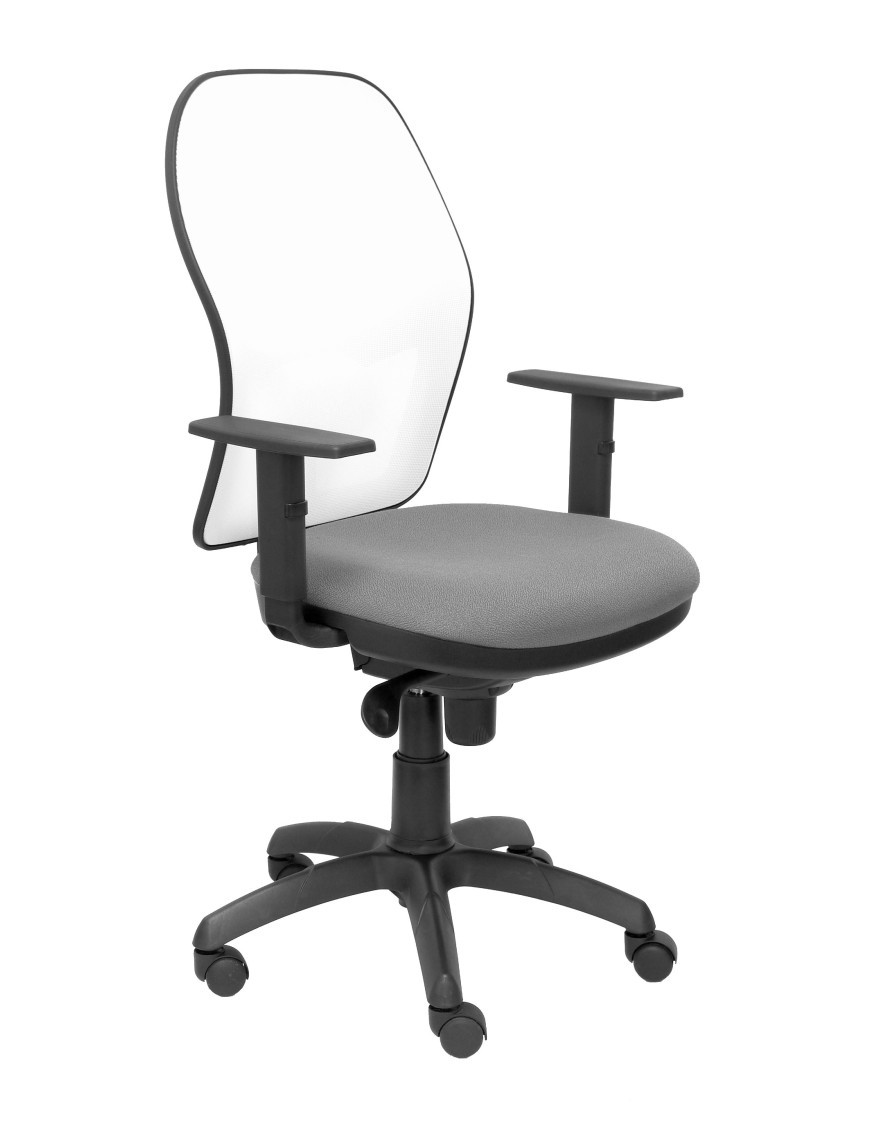 Silla Jorquera malla blanca asiento gris claro