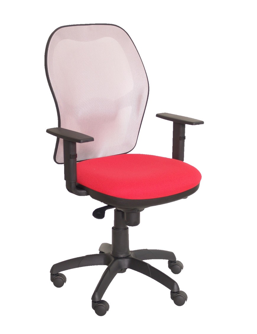 Silla Jorquera malla gris asiento bali rojo