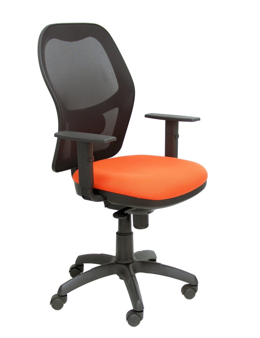 Silla Jorquera malla negra asiento bali naranja