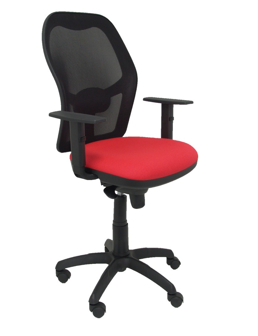 Silla Jorquera malla negra asiento bali rojo