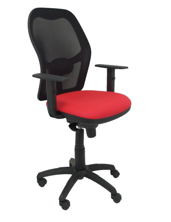 Silla Jorquera malla negra asiento bali rojo