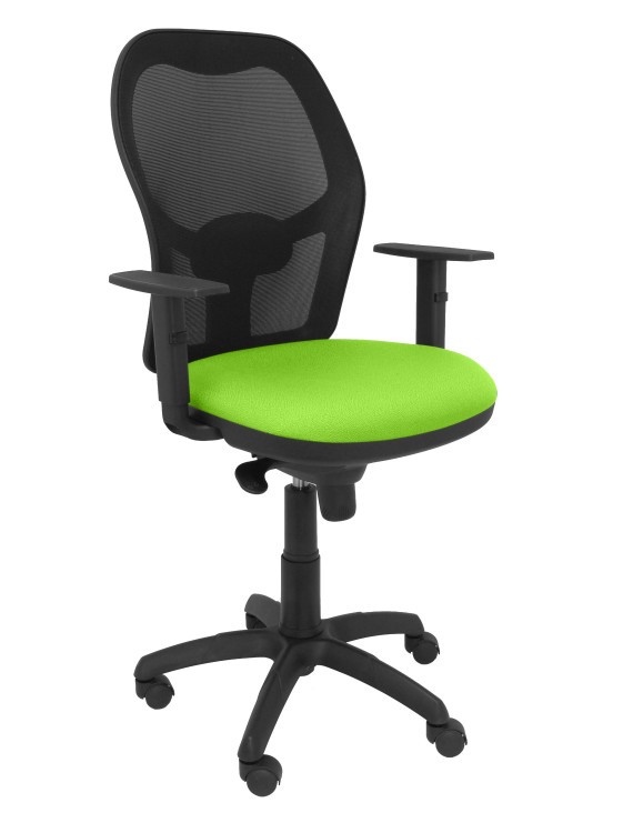 Silla Jorquera malla negro asiento verde pistacho