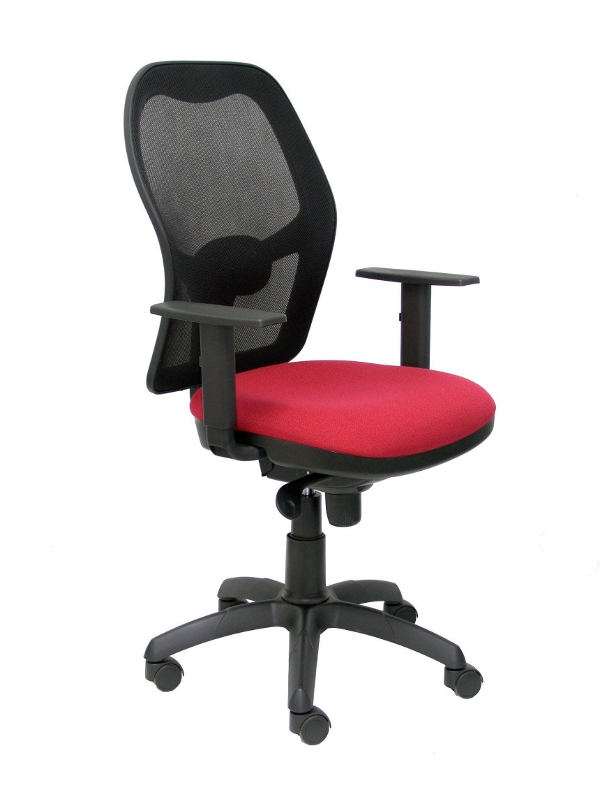 Silla Jorquera malla negra asiento bali granate