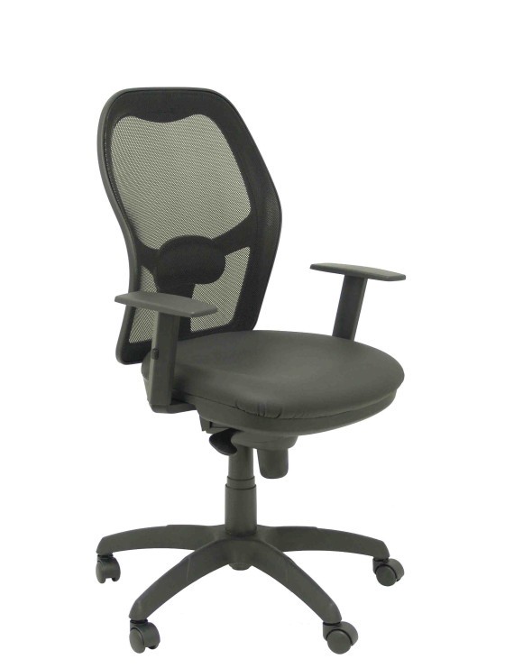 Silla Jorquera malla negra asiento similpiel negro