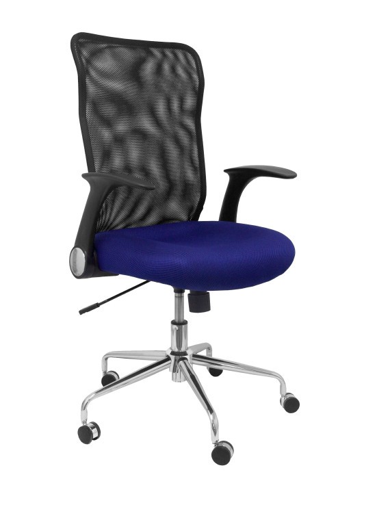 Silla Minaya respaldo malla negro asiento 3D azul