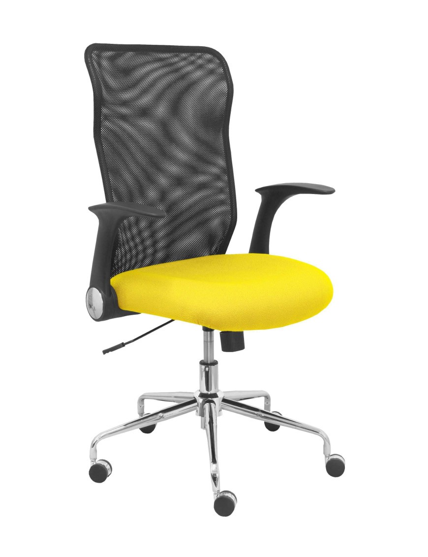 Silla Minaya respaldo malla negro asiento bali amarillo