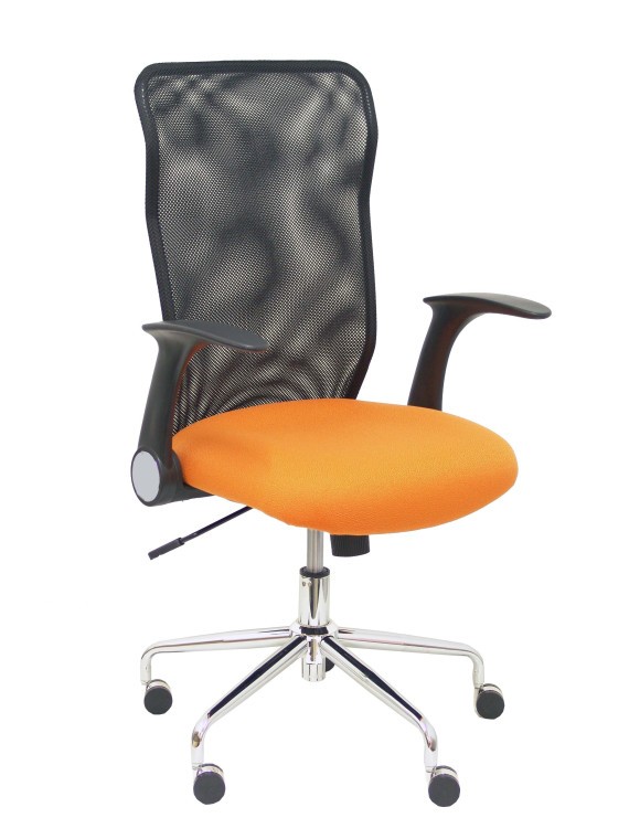 Silla Minaya respaldo malla negro asiento bali naranja