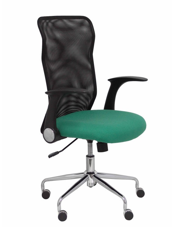 Silla Minaya respaldo malla negro asiento bali verde esmeralda