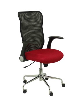 Silla Minaya respaldo malla negro asiento 3D rojo