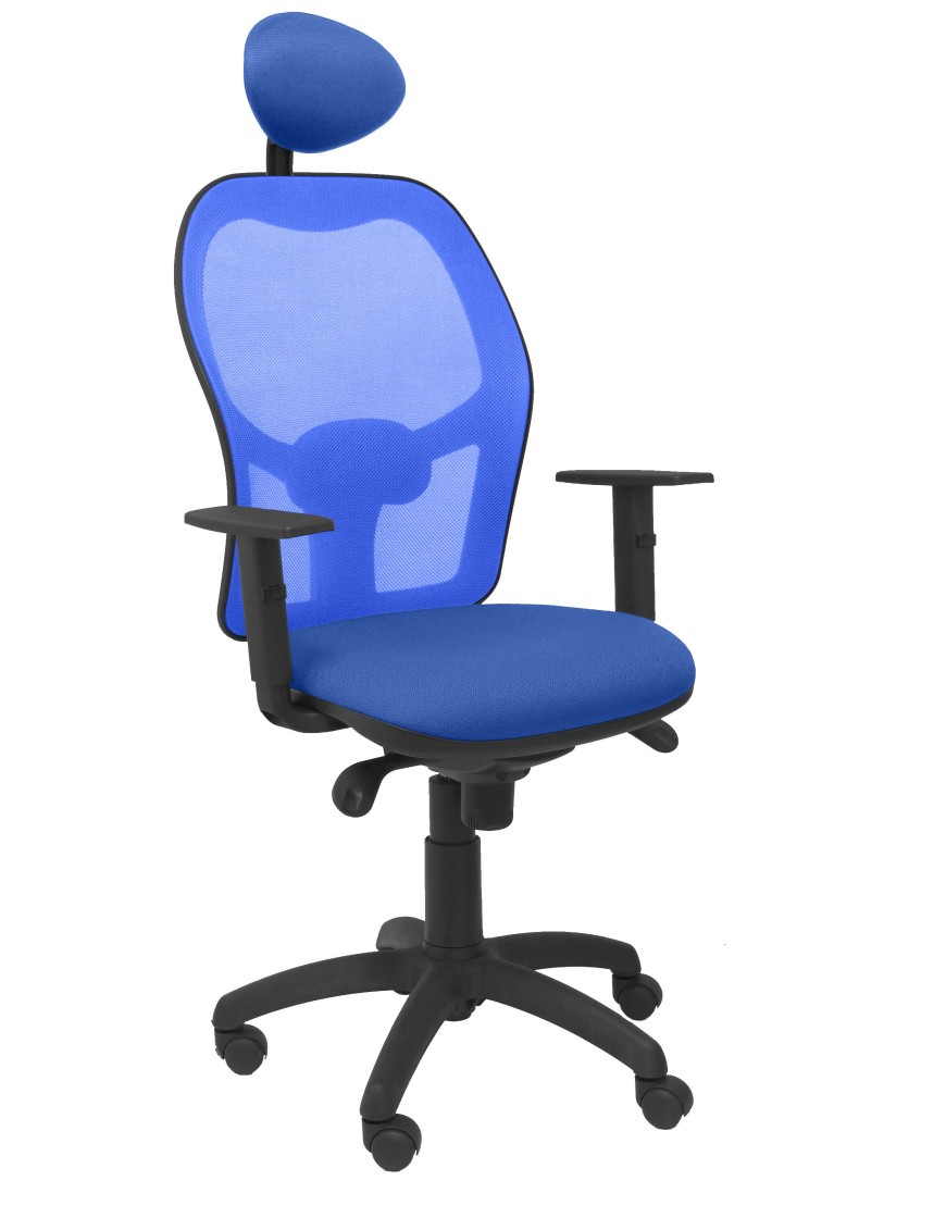 Silla Jorquera malla azul asiento bali azul con cabecero fijo