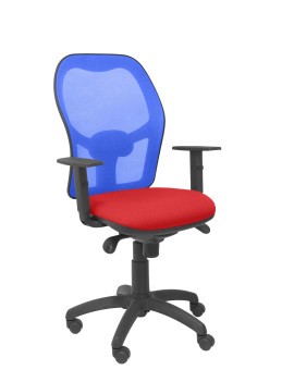 Silla Jorquera malla azul asiento bali rojo