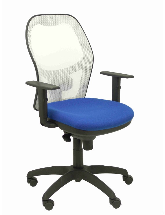 Silla Jorquera malla blanca asiento bali azul