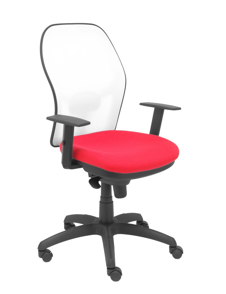 Silla Jorquera malla blanca asiento bali rojo