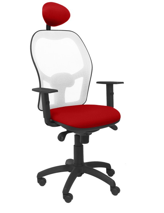 Silla Jorquera malla blanca asiento bali rojo con cabecero fijo