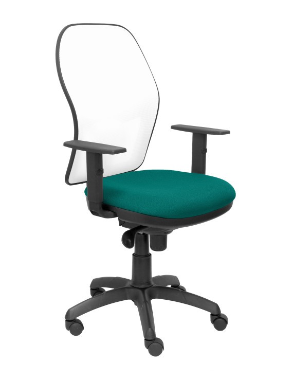 Silla Jorquera malla blanca asiento bali turquesa