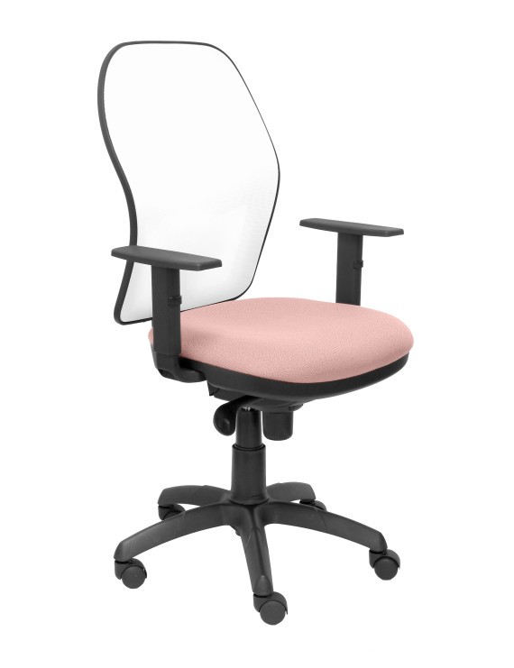 Silla Jorquera malla blanca asiento bali rosa pálido