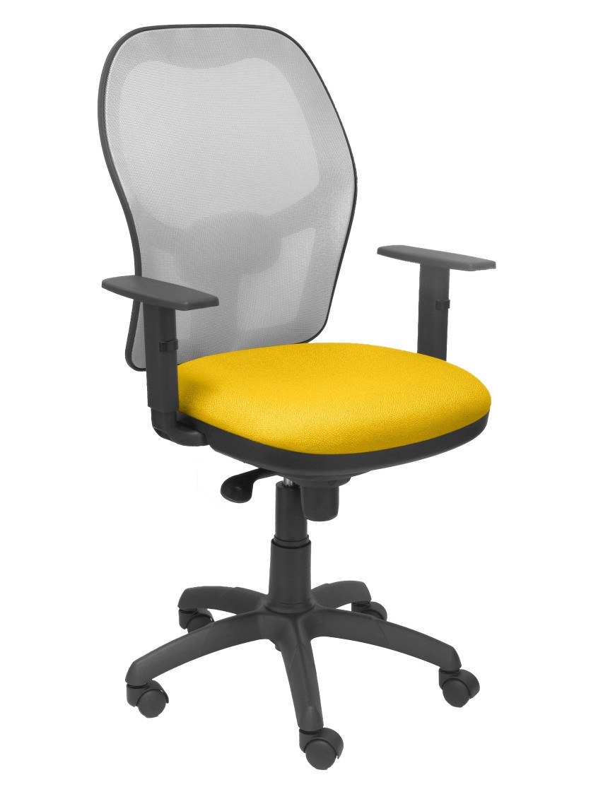 Silla Jorquera malla gris asiento bali amarillo