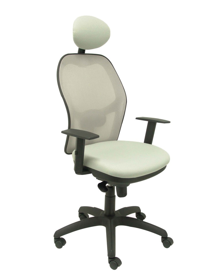 Silla Jorquera malla gris asiento bali gris claro con cabecero fijo