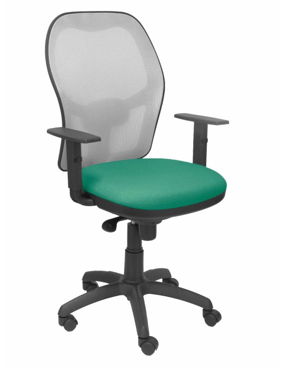 Silla Jorquera malla gris asiento bali verde esmeralda