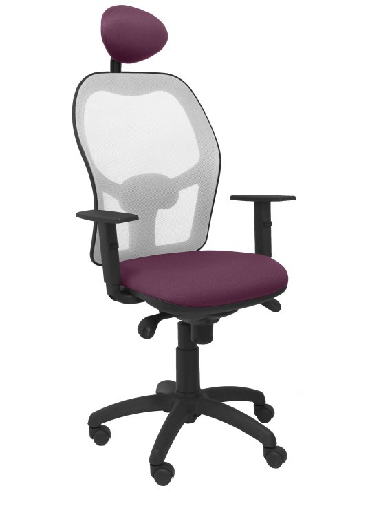 Silla Jorquera malla gris asiento bali morado con cabecero fijo