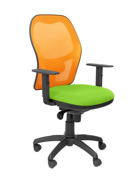 Silla Jorquera malla naranja asiento bali verde pistacho