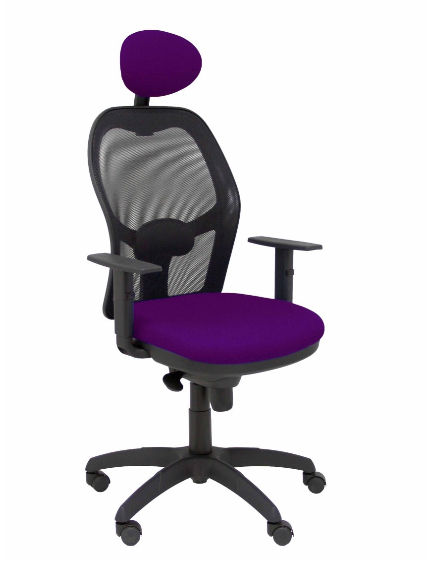 Silla Jorquera malla negra asiento bali morado con cabecero fijo