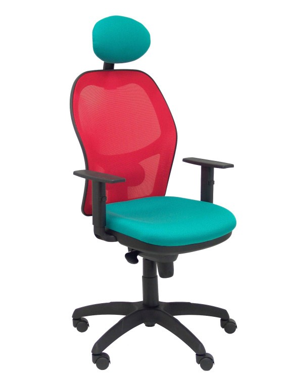 Silla Jorquera malla roja asiento bali turquesa con cabecero fijo