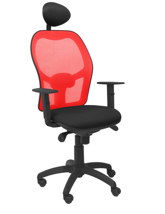 Silla Jorquera malla roja asiento bali negro con cabecero fijo