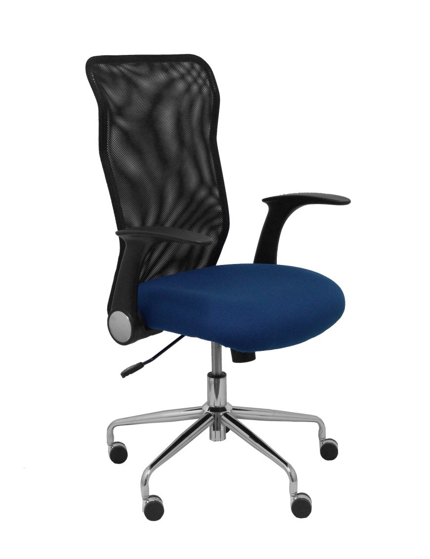 Silla Minaya respaldo malla negro asiento bali azul marino