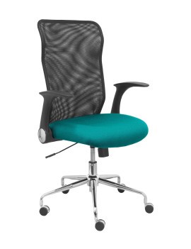 Silla Minaya respaldo malla negro asiento bali turquesa