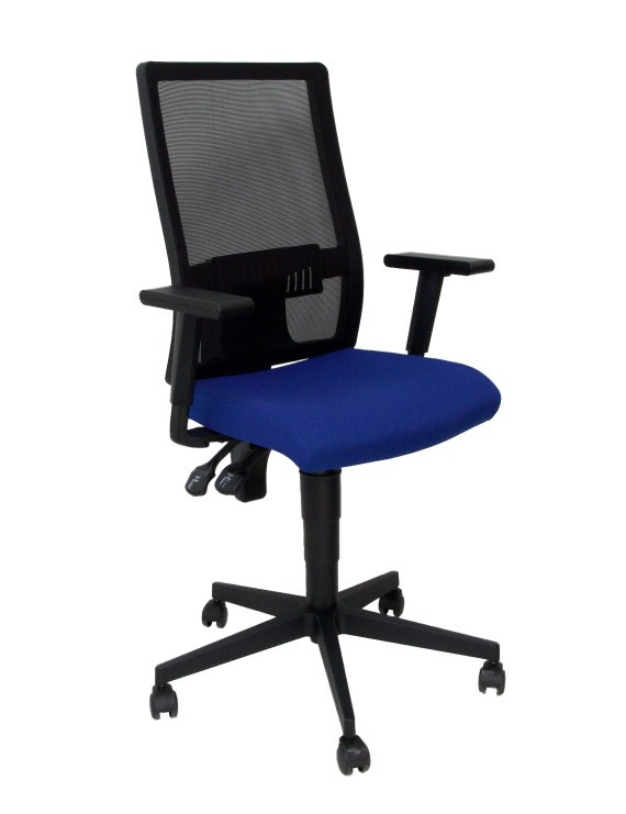 Silla Taktik respaldo malla negro asiento bali azul