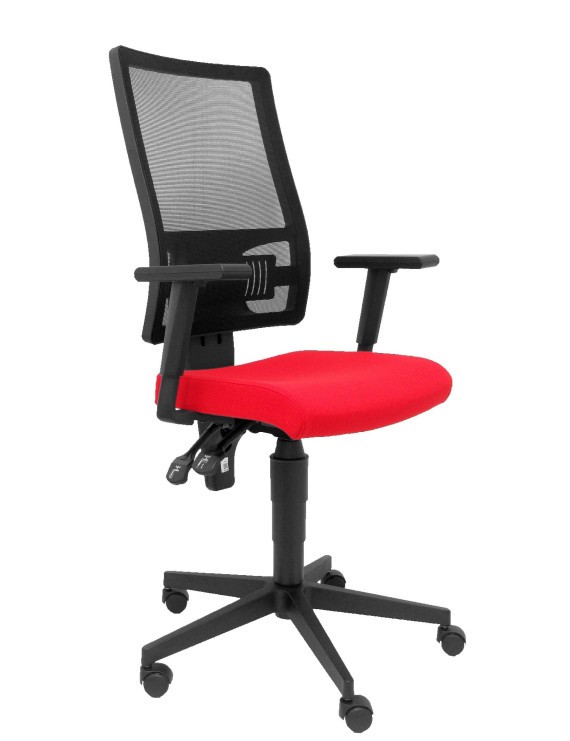 Silla Taktik respaldo malla negro asiento bali rojo