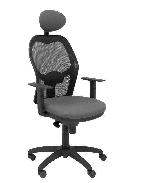 Silla Jorquera malla negra asiento bali gris con cabecero fijo