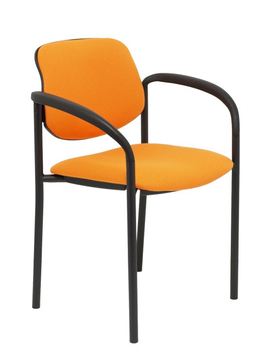 Silla fija Styl bali naranja chasis negro con brazos