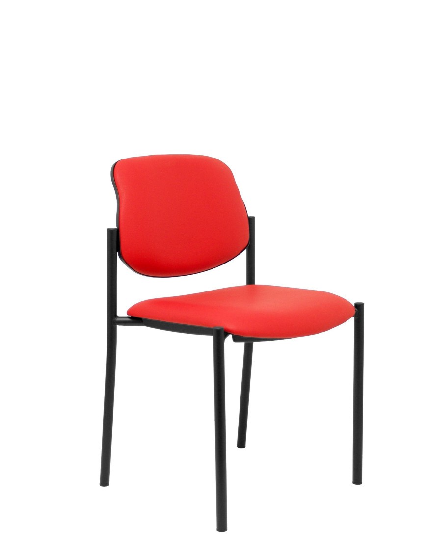 Silla fija Styl similpiel rojo chasis negro