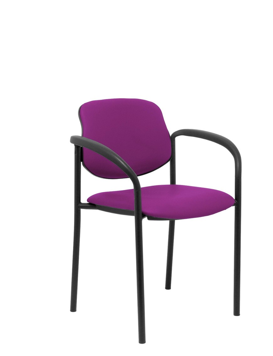 Silla fija Styl similpiel morado chasis negro con brazos