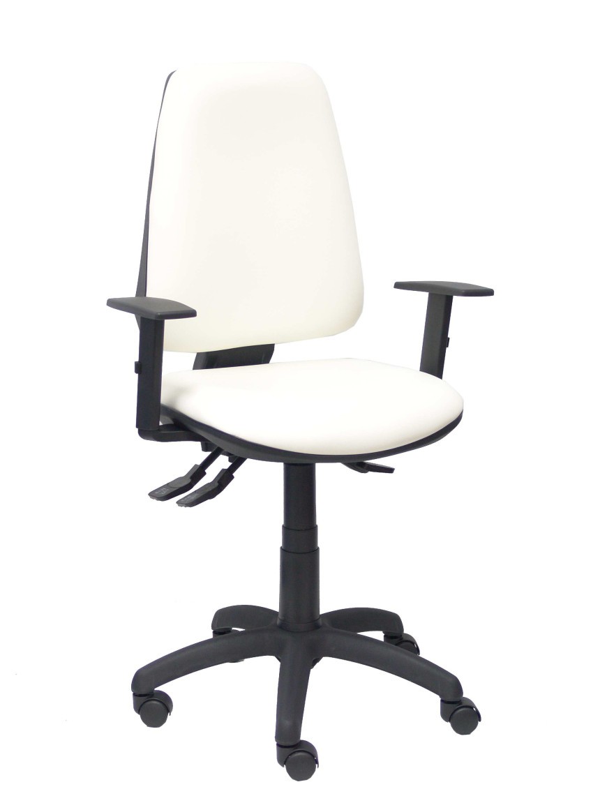 Silla Elche S similpiel blanco brazos regulables