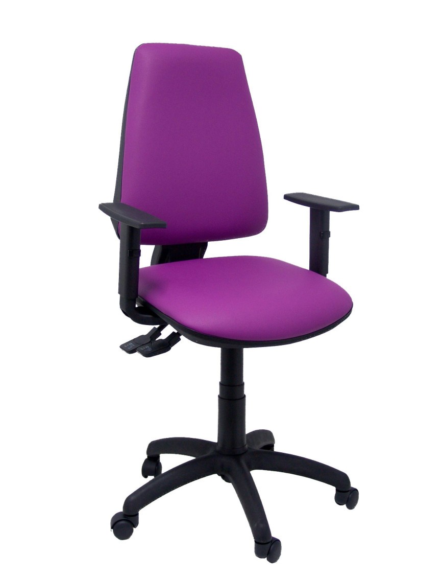 Silla Elche S similpiel morado brazos regulables