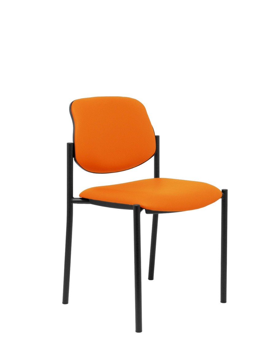 Silla fija Styl similpiel naranja chasis negro