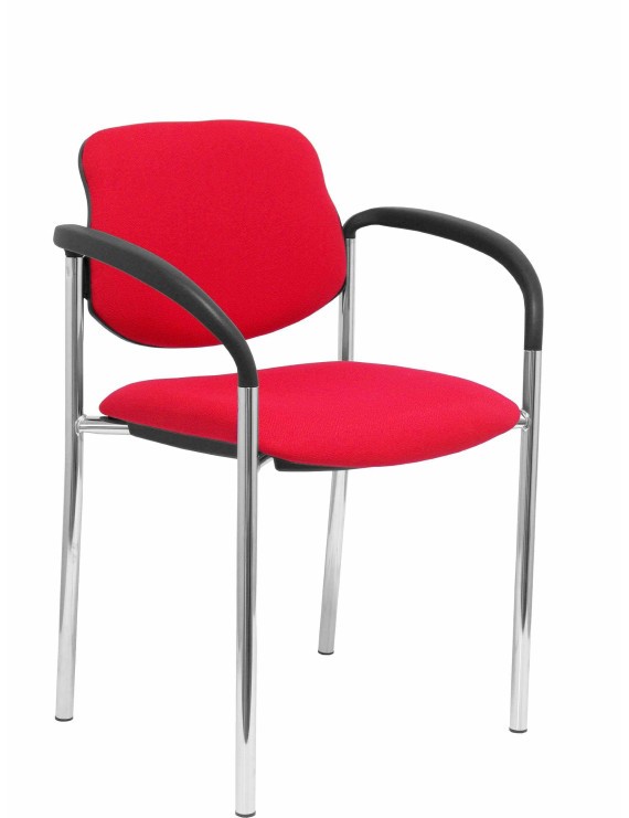 Silla fija Styl bali rojo chasis cromo con brazos