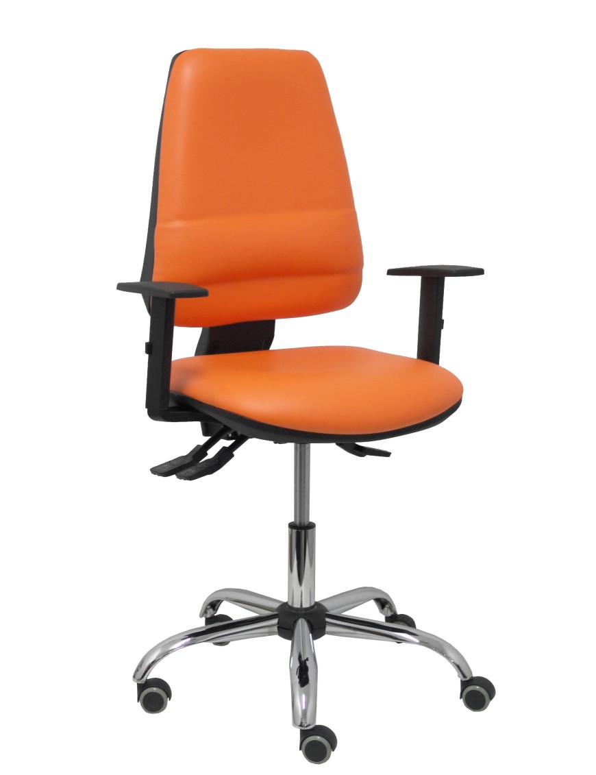 Silla Elche S 24 horas similpiel naranja con refuerzo lumbar