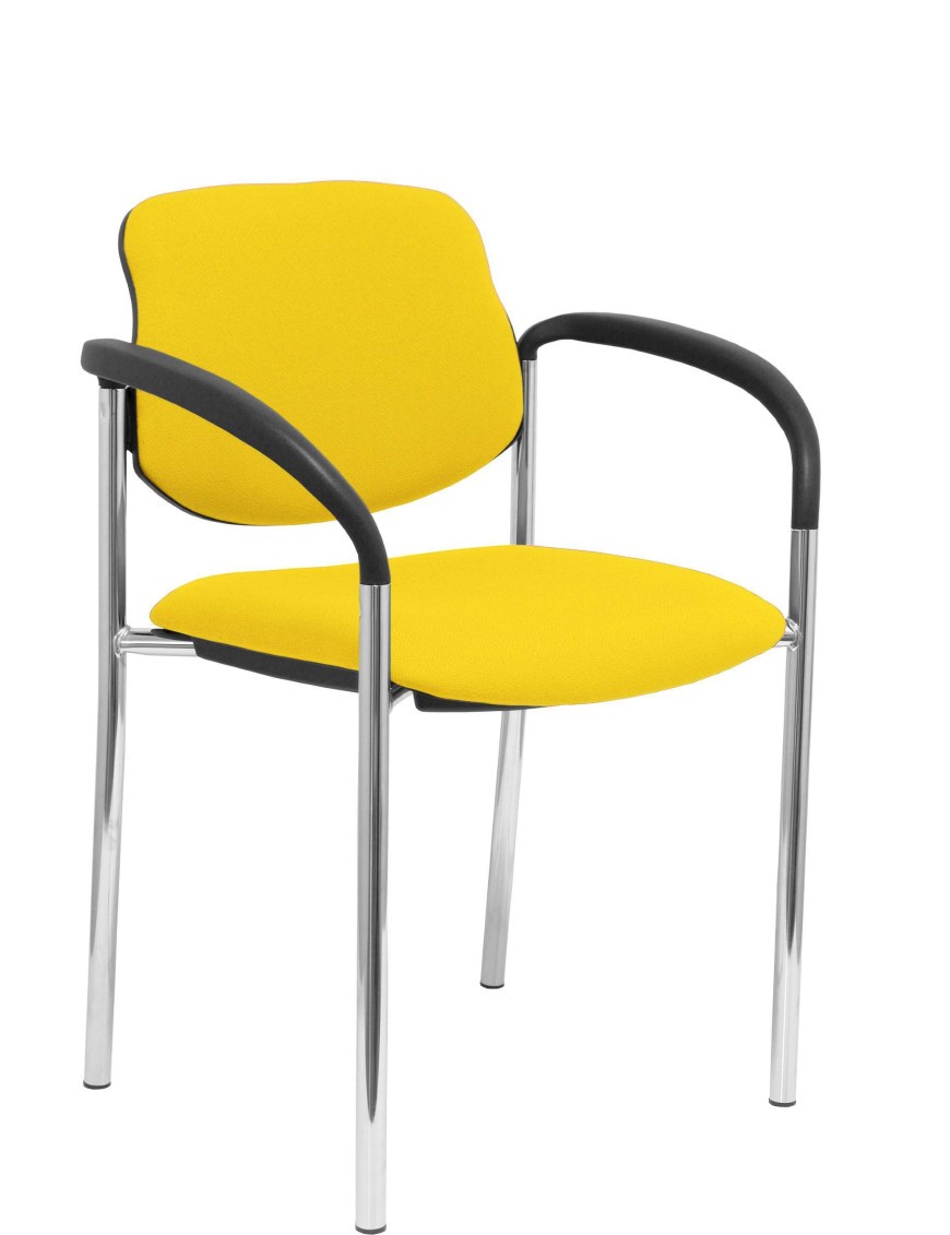 Silla fija Styl bali amarillo chasis cromo con brazos