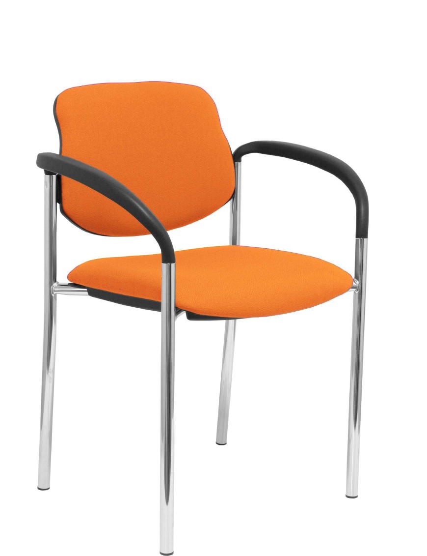 Silla fija Styl bali naranja chasis cromo con brazos