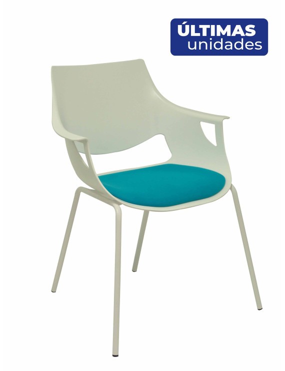 Pack 3 sillas Saceruela carcasa blanca asiento azul