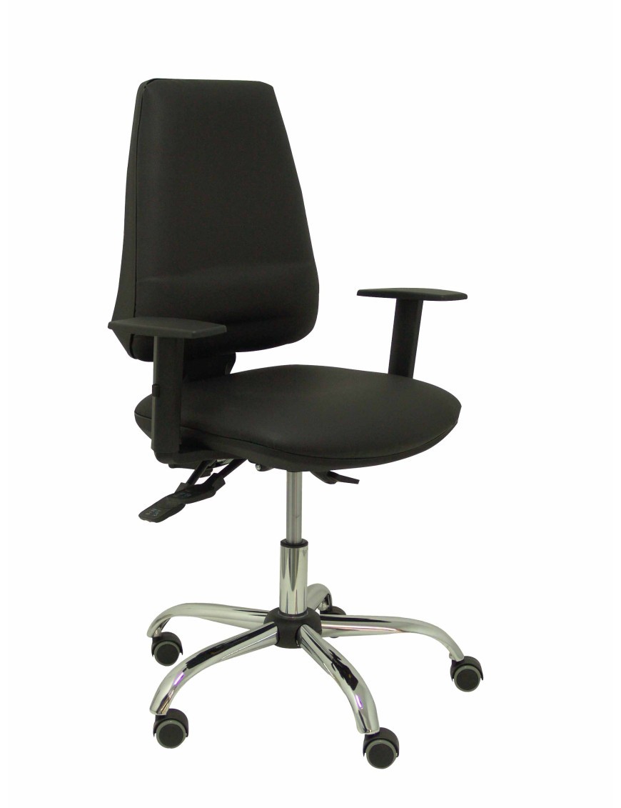 Silla Elche S 24 horas similpiel negro con refuerzo lumbar