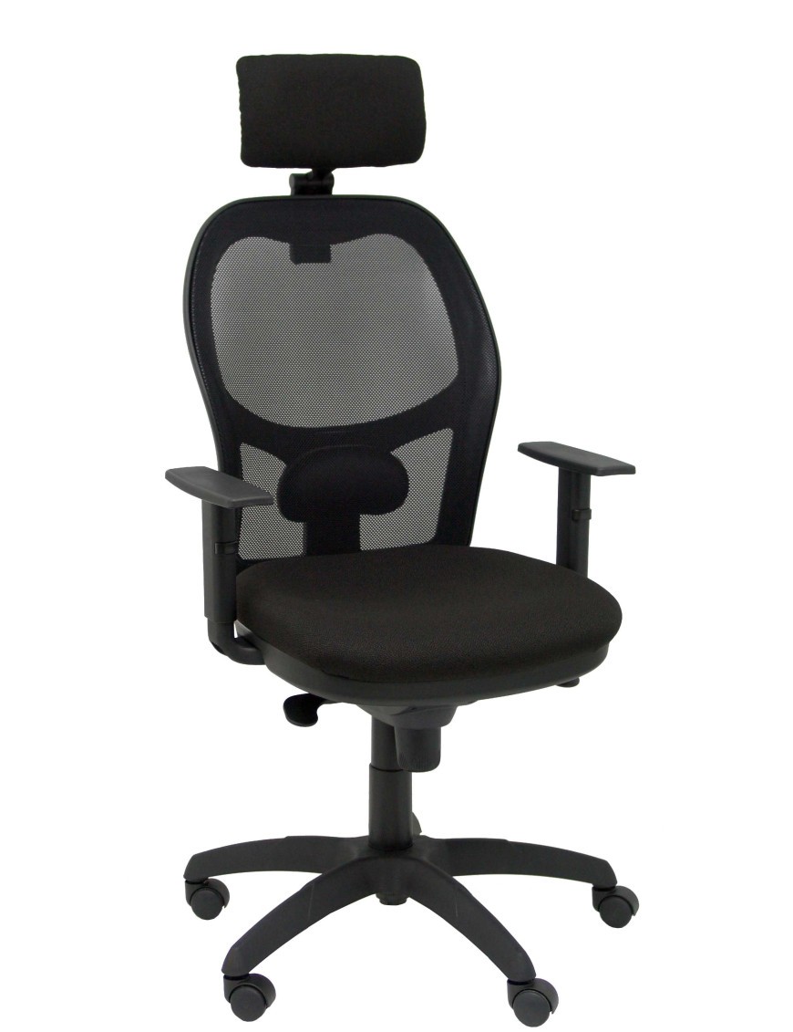 Silla Jorquera malla negra asiento bali negro cabecero regulable