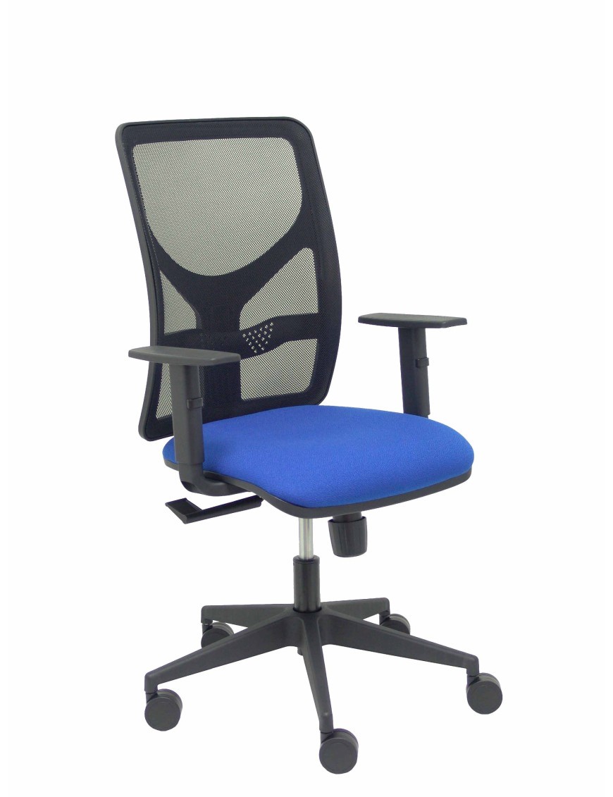 Silla Motilla malla negra asiento bali azul brazo regulable